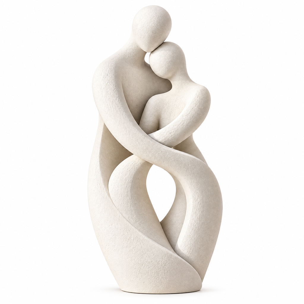 qevzunyl White Abstract Embrace Sculpture — product view