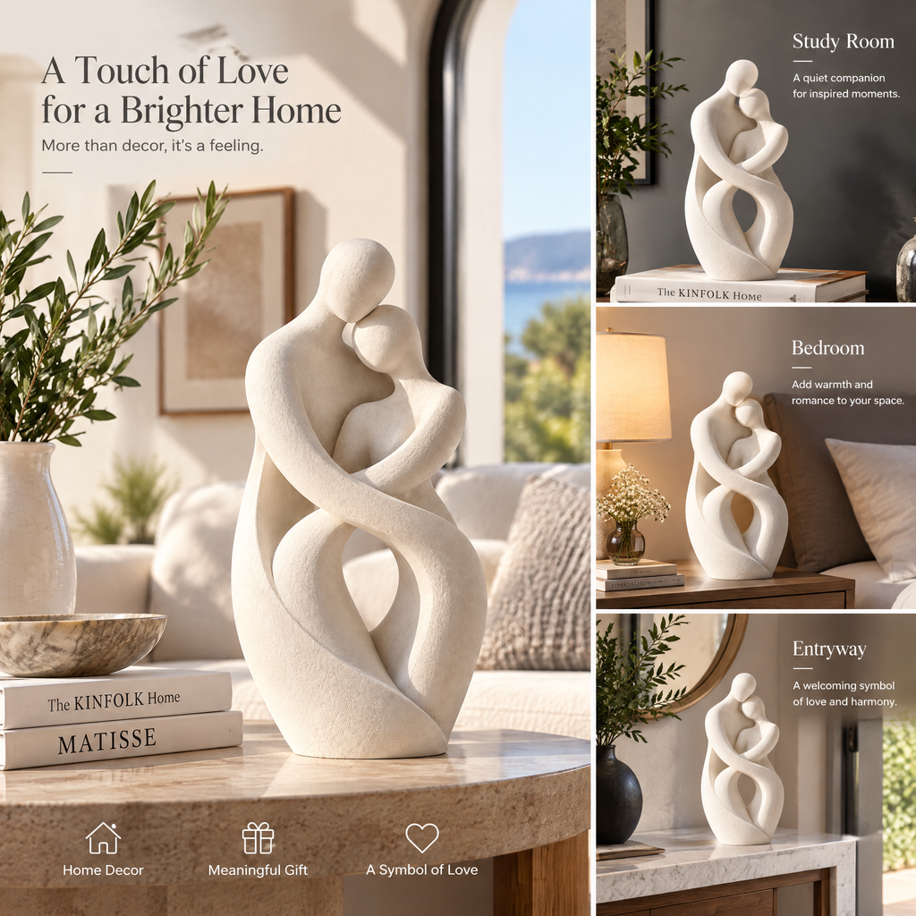 qevzunyl White Abstract Embrace Sculpture — home styling ideas