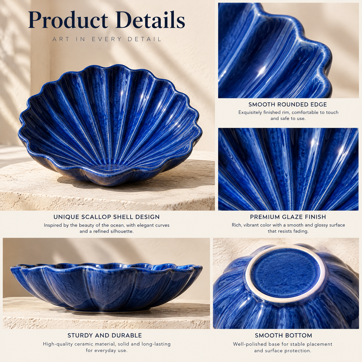 qevzunyl Ultramarine Shell Catchall Dish — design details