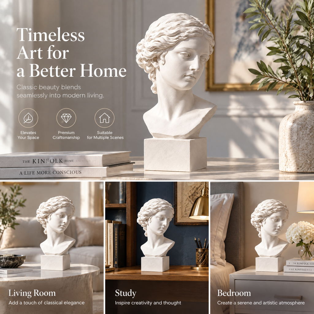 qevzunyl White Classical Bust — home styling ideas