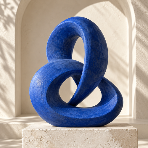 qevzunyl Ultramarine Loop Sculpture — styled interior view