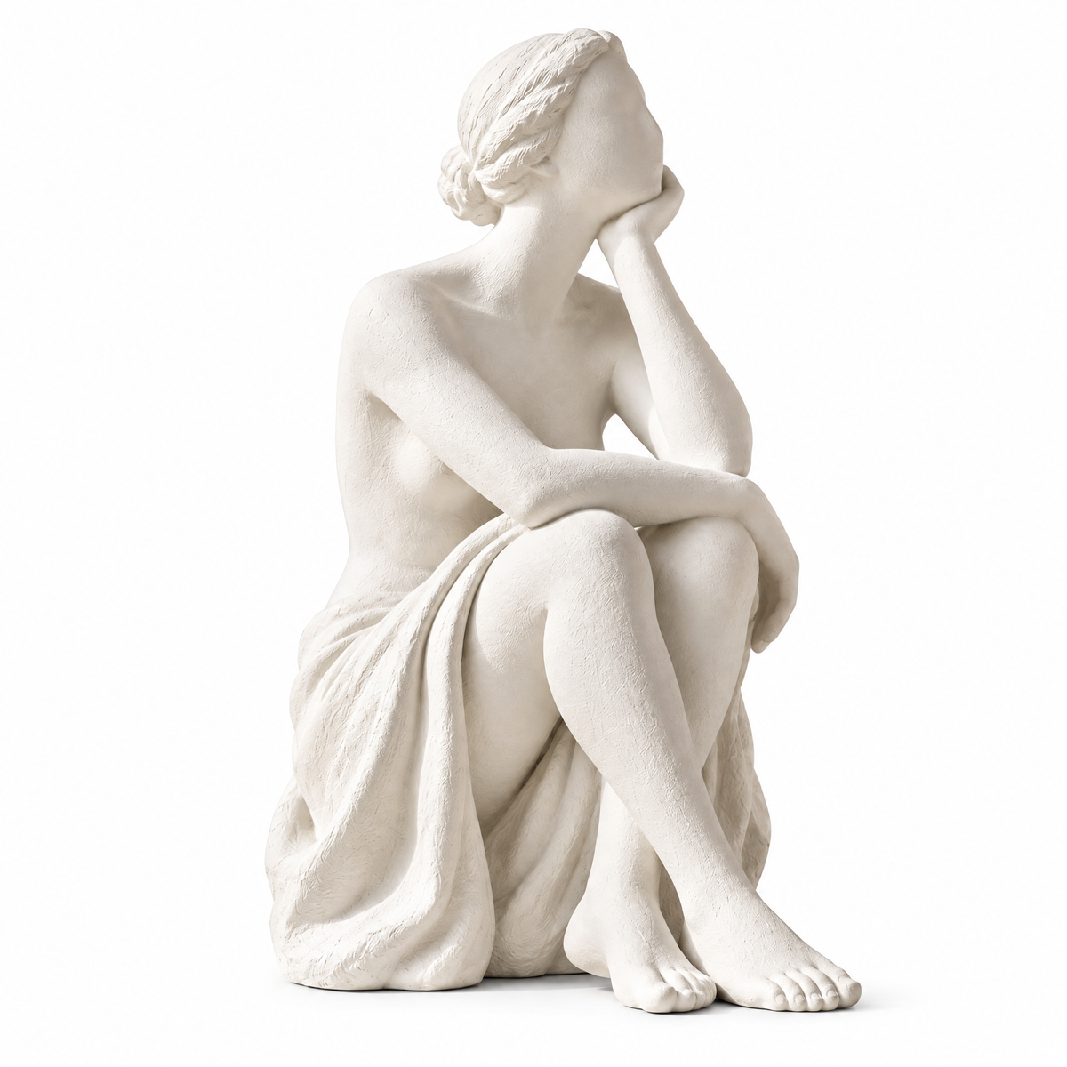 qevzunyl White Seated Figure Sculpture — product view