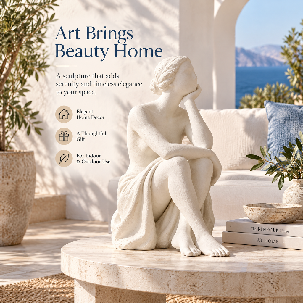 qevzunyl White Seated Figure Sculpture — home styling ideas