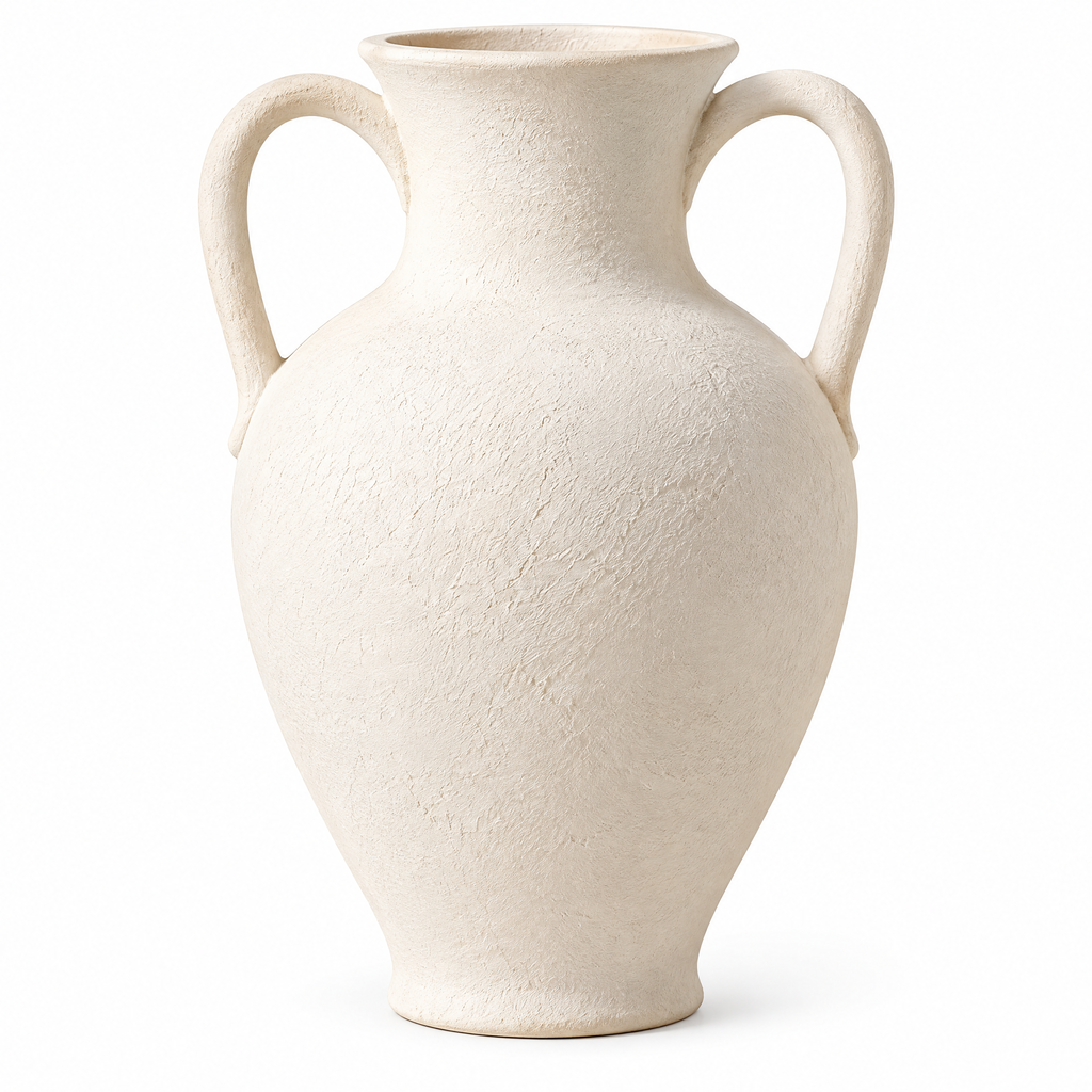 qevzunyl White Double-Handle Vase — product view