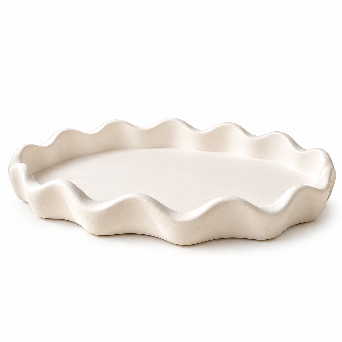 qevzunyl White Wavy-Edge Decorative Tray — product view